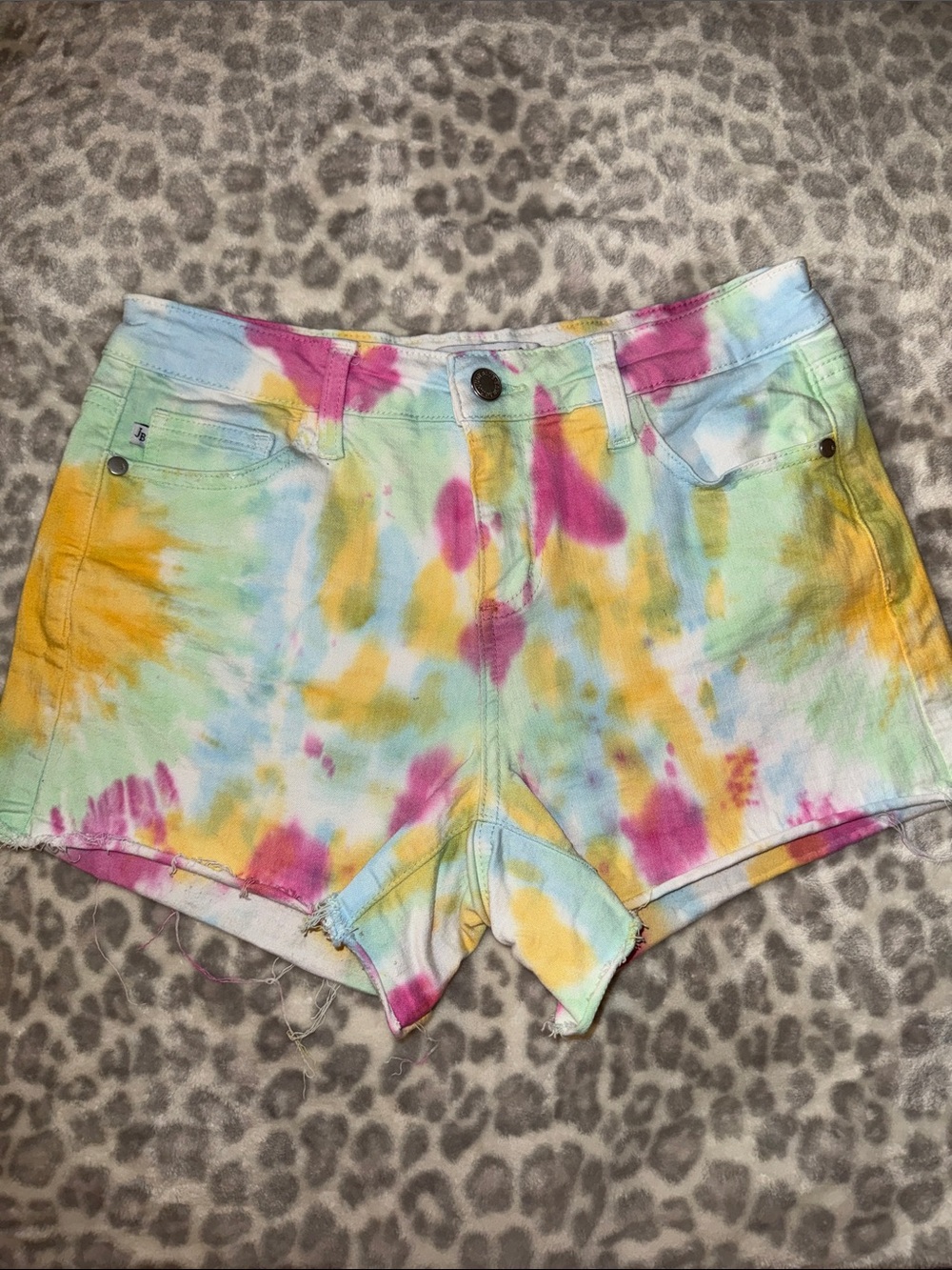 Judy Blue Tie-Dye High-Rise Denim Shorts - Pink, Yellow, Blue, Green